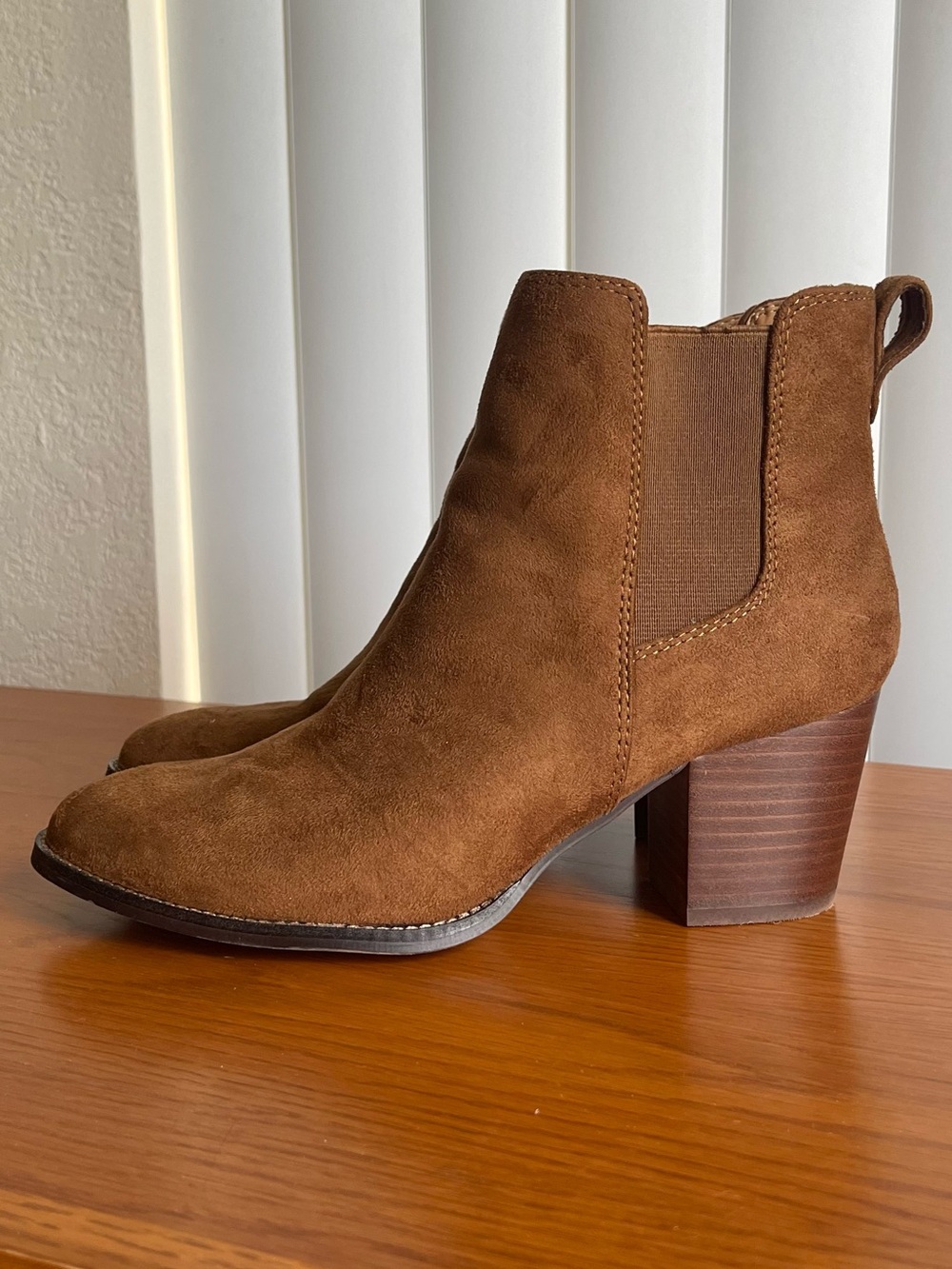 J.Crew Rory Microsuede Heeled Boots Rich Walnut Size 8.5 - Picture 2 of 14